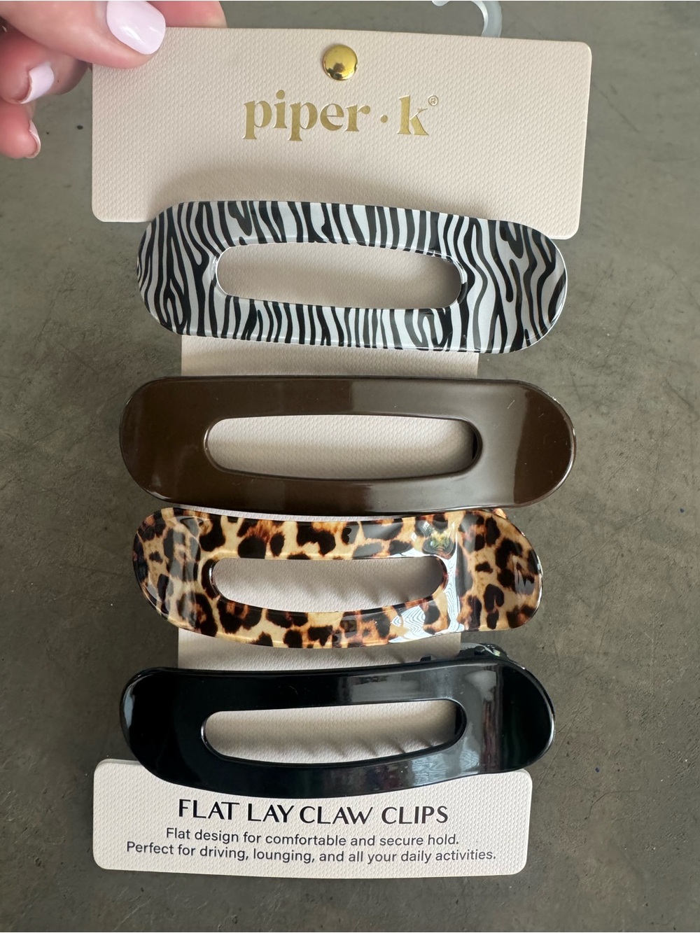 Piper • K Zebra,Brown,Leopard&Black Flat Lay Claw Clips/4 Pack/fun for all ages